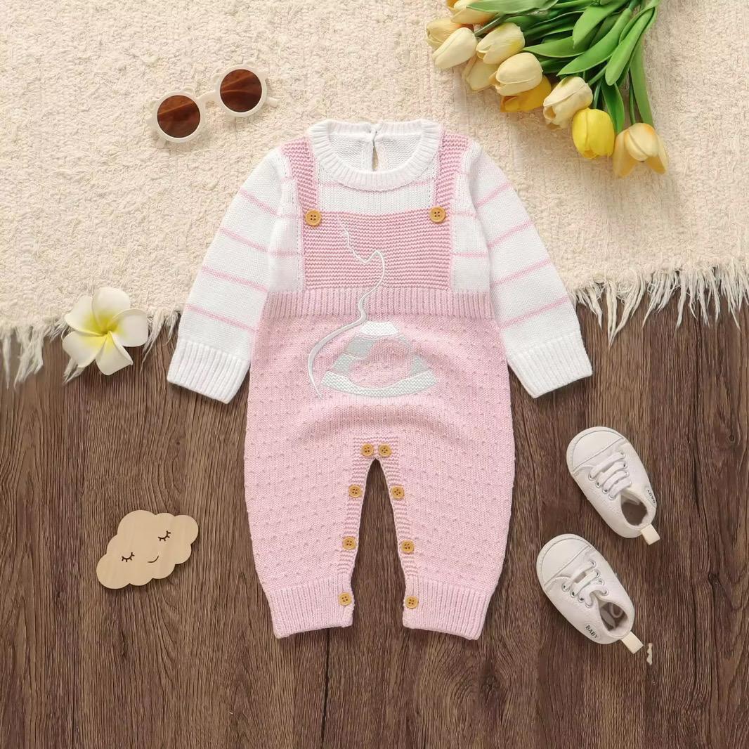 Knitted Footless Babygrow Dungarees